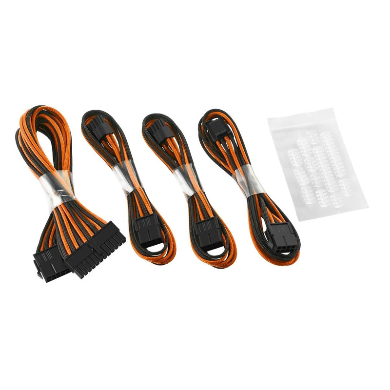 CableMod - Basic ModFlex Dual 6+2 Sleeved Cable Extensions - Black/Orange - كابل